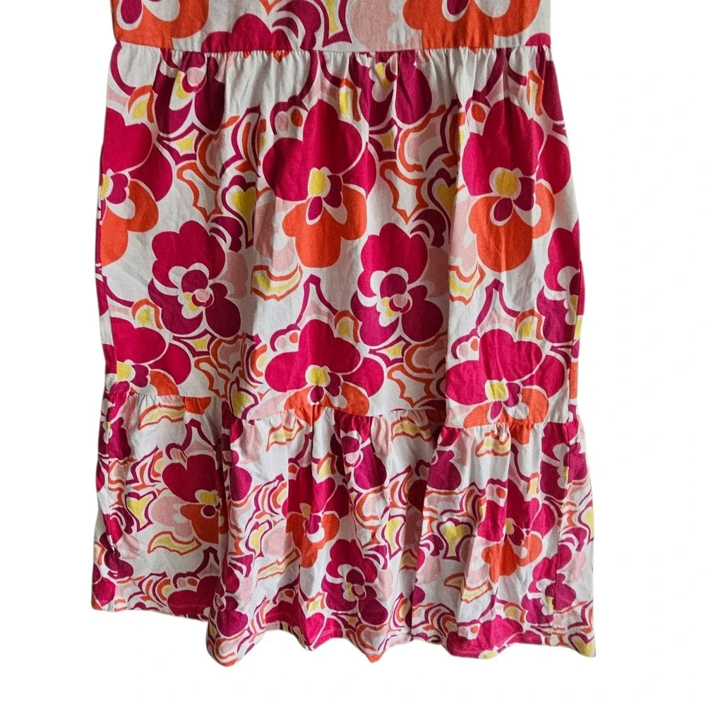 Gymboree Floral Dress Tiered Sleeveless Tie Strap Casual Pink Orange L 10 12 Yea